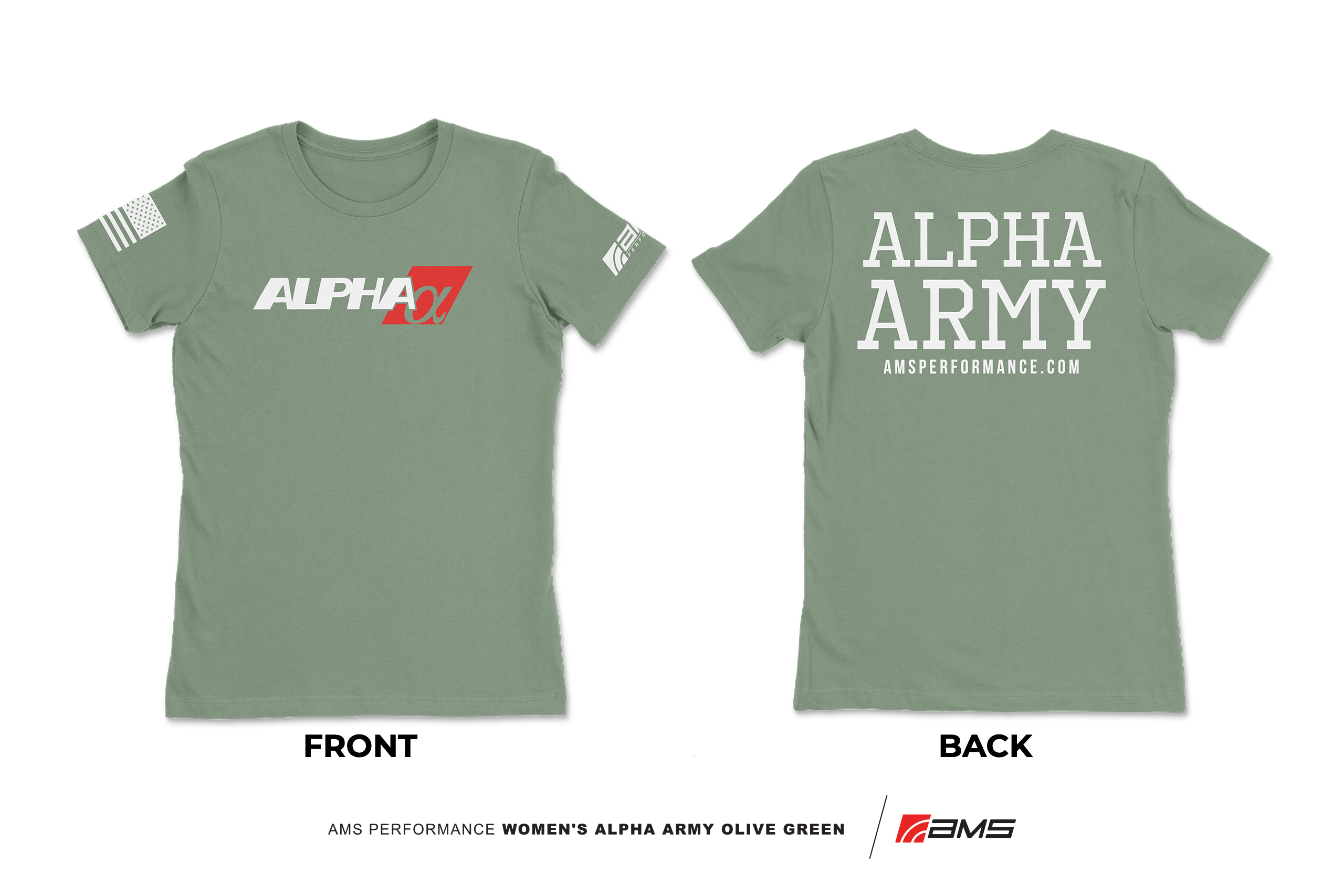 Women\'s Alpha Army Olive Green T-Shirt - AMS Performance