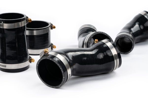 Stepped 5-ply silicone couplers included with the AMS F150 intercooler pipes