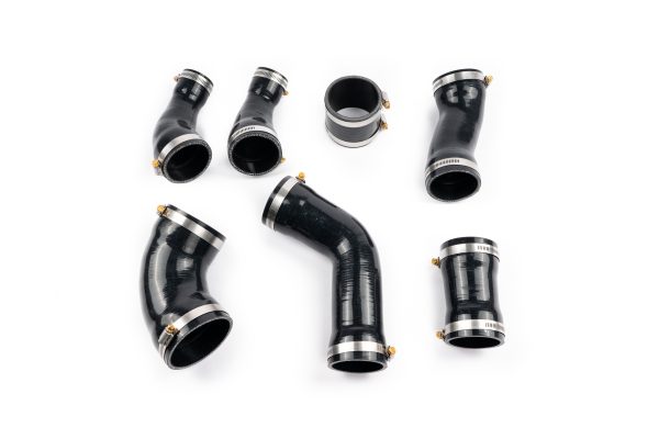 Silicone couplers and clamps included in the AMS F150 charge pipe kit